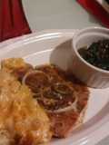 Baked salmon macin cheese. Spicy pepper flake SPINACH