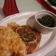 Baked salmon macin cheese. Spicy pepper flake SPINACH A picture of Baked salmon macin cheese. Spicy pepper flake SPINACH.