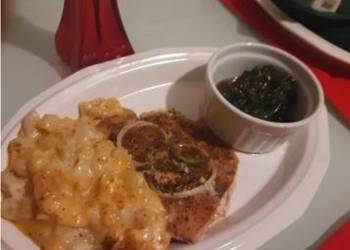 Easiest Way to Make Delicious Baked salmon macin cheese Spicy pepper flake SPINACH