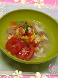 Foto resep Sup Jagung Ma ling (pork luncheon meat)