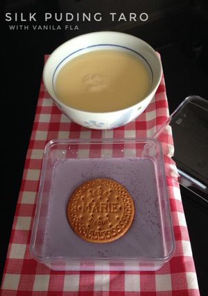 Foto resep Silk puding taro& Vanila fla