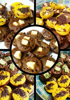 Foto resep Kue Cubit Durian, Coklat, Keju, Greentea