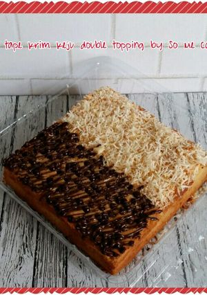 Foto resep Cake tape krim keju double topping