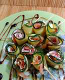 Rollitos de calabacín con queso de untar y salmón