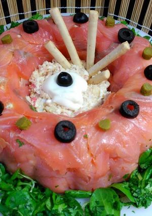 Una foto de Corona de salmón ahumado