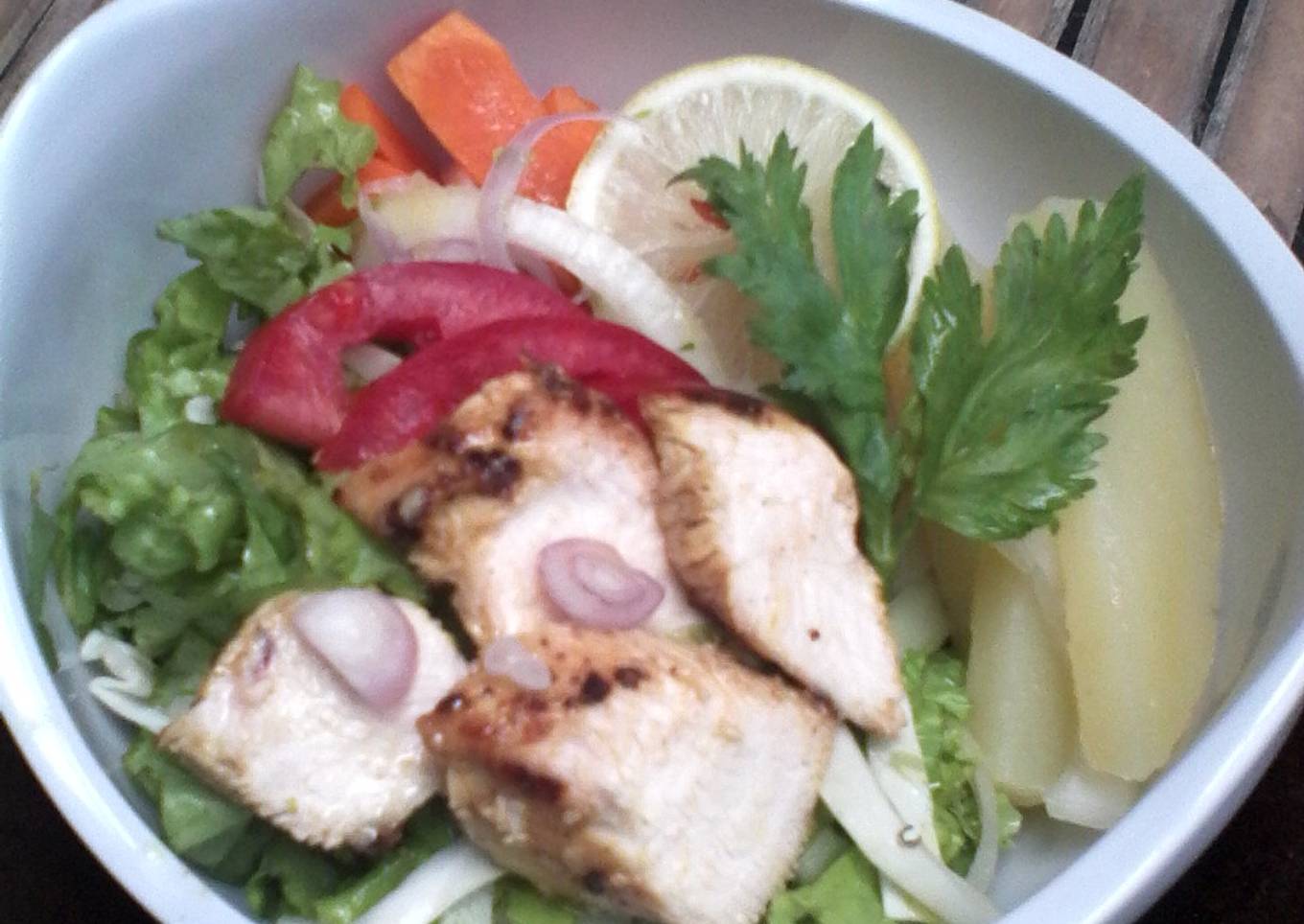 salad sehat lengkap dressing  olive oil lemon