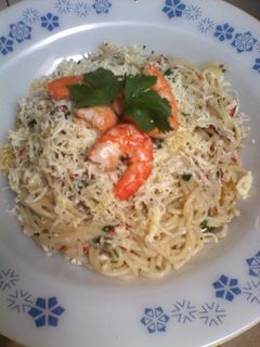 Foto resep spaghetti aglio olio with shrimp