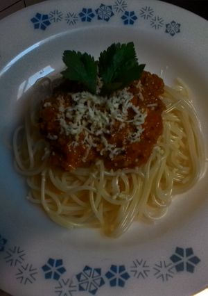 Foto resep spaghetti with Creamy bolognese sauce 