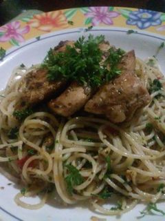 Foto resep Pasta Spaghetti Aglio Olio with Chicken Herbs
