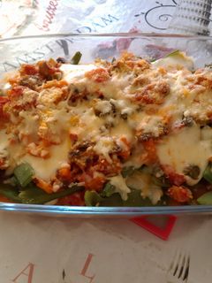 Una foto de Lasaña de judías verdes con mozzarella