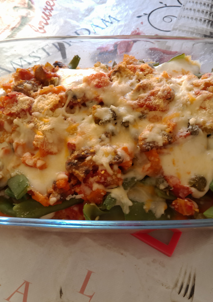 Una foto de Lasaña de judías verdes con mozzarella