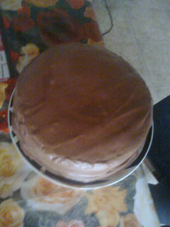 Una foto de Bizcochuelo de vainilla bañado en mousse de chocolate :)