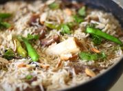 A picture of basmati rice in beef stock