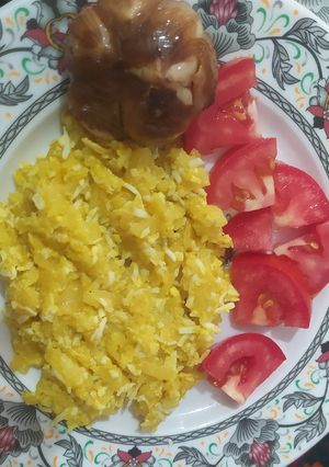 عکسی از دستور سیب زمینی تخم مرغ 🥔🥚