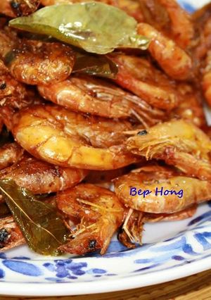 Hình của món TÔM ĐẤT RANG LÁ CHANH.