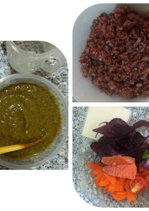 Foto resep MPASI Bubur bayam merah salmon