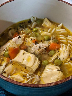 A picture of Gluten and Dairy Free Chicken Noodle Soup.