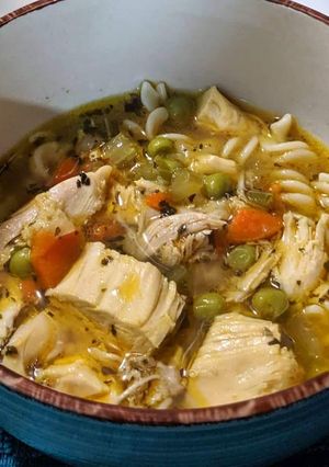 A picture of Gluten and Dairy Free Chicken Noodle Soup.