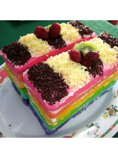 Foto resep steam rainbow cake