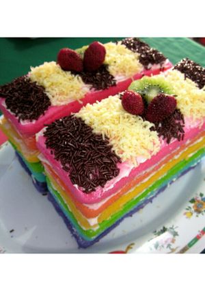 Foto resep steam rainbow cake