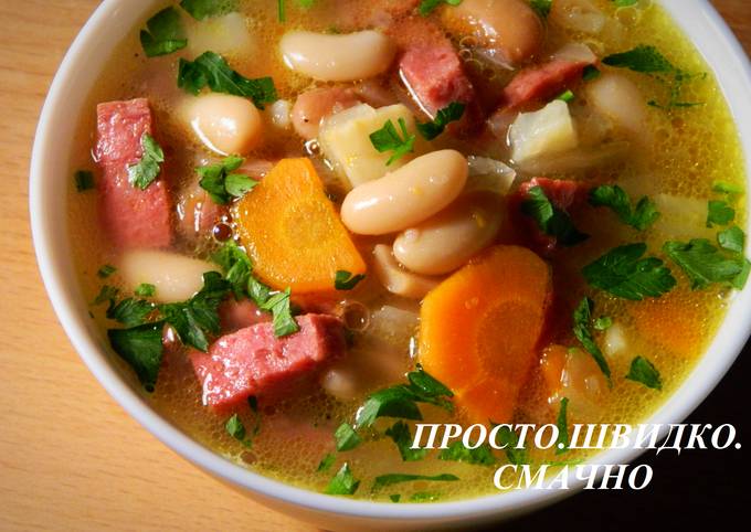 Суп с колбасой и фасолью попольски пошаговый рецепт с