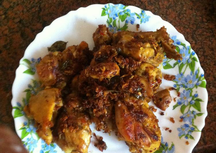 Simple Way to Serve Quick Spicy Chicken fry in coconut flakes