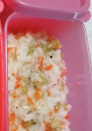 Foto resep Mpasi 6m Nasi Saring Wortel + Brokoli + Ayam