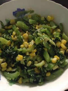 Foto resep Sawi Pahit,Jagung Manis Tumis Pedas