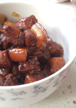 Foto resep Red cooking pork with potato
