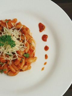 Foto resep makaroni pasta saus cola