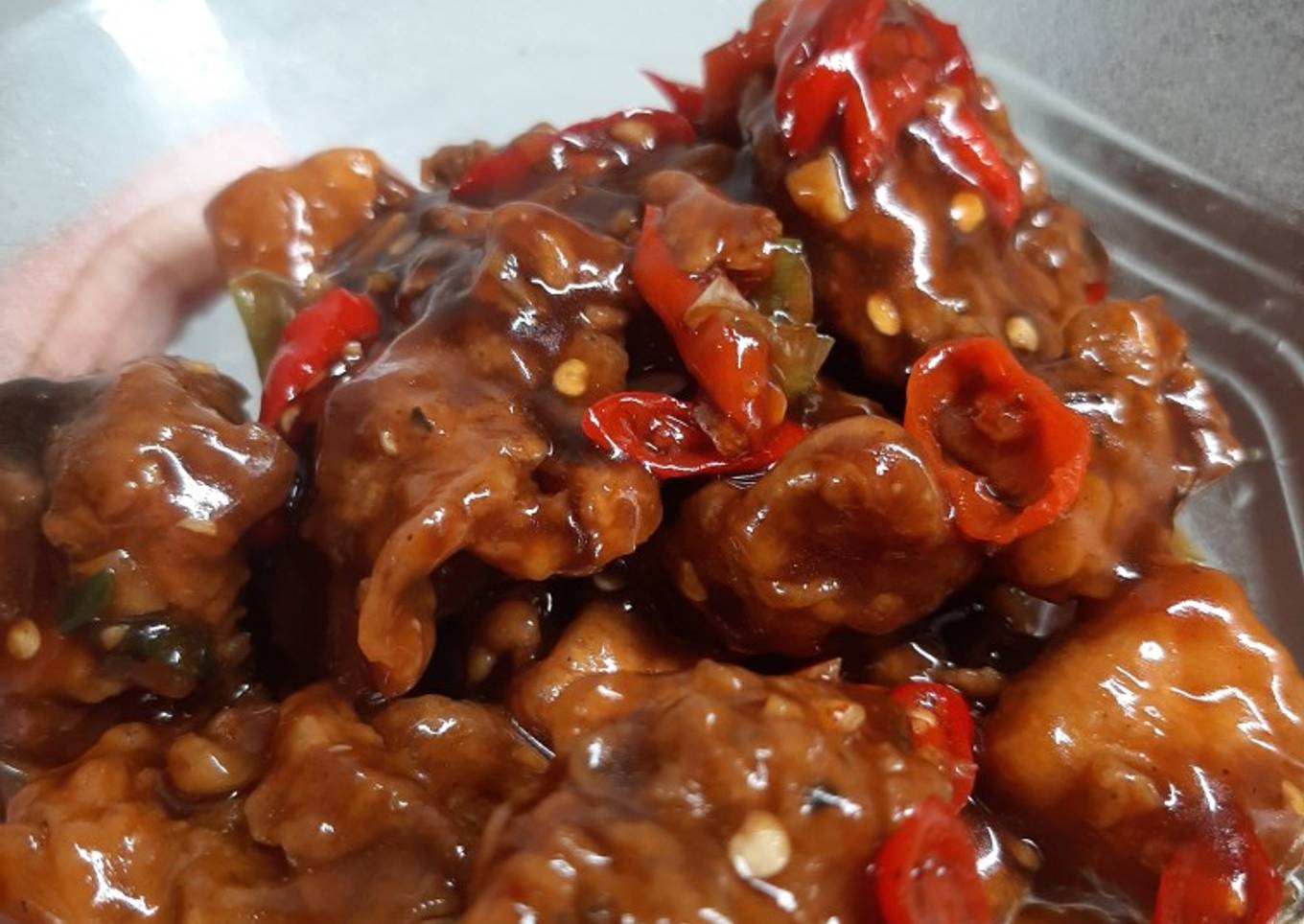 Chicken karage with brown sauce