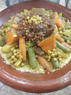 A picture of Couscous with Vegetables and Tfaya.