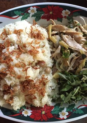 Hình của món Xôi đậu phộng - gỏi gà.