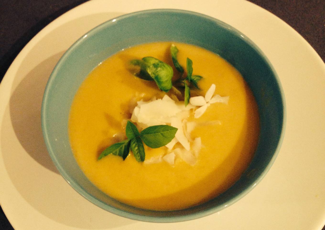 Crema de calabaza con leche de coco