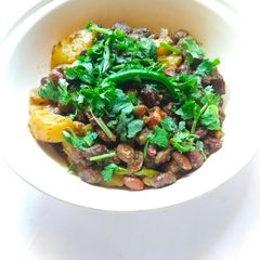 A picture of Simer daana ar aloor torkari(flat bean seeds and potato sabji).