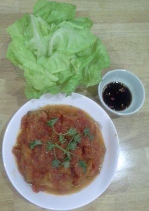 Hình của món Đậu hũ sốt cà.
