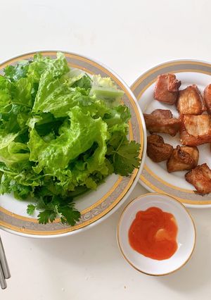 Hình của món Thịt chiên giòn với nồi chiên không khí.