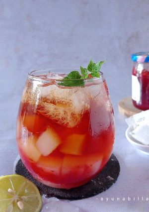 Foto resep Strawberry nata de coco iced tea