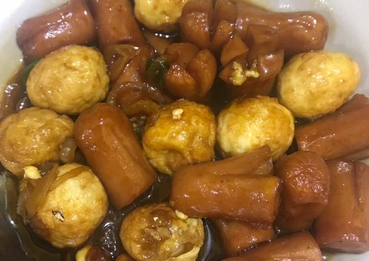 Cara Campuran EnakSosis telur bumbu kecap