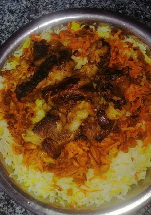 صورة لوصفة ارز الكبسة مع اللحم بدبس الرمان
