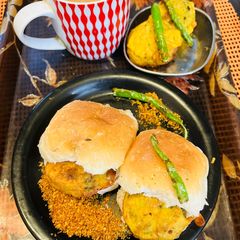 A picture of Vada Pav Maharashtrian Special Breakfast or evening snack.