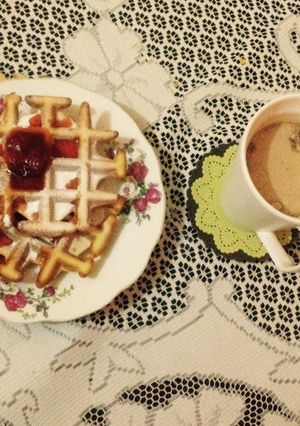Foto resep Crispy wafel saus strawberi