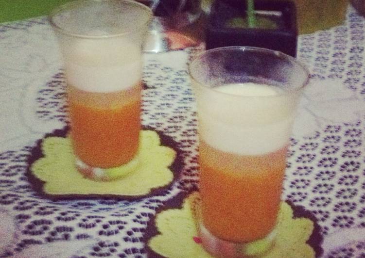Puding mangga lapis vanila susu