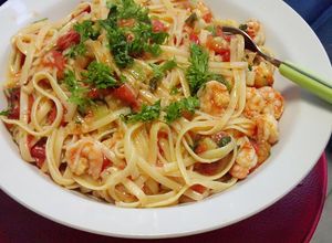 Foto resep linguini udang tomat