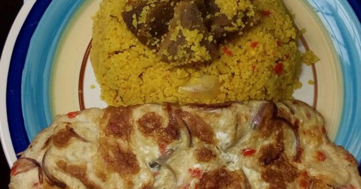 Couscous jollof/fried egg Recipe by Bilqees Kitchen Cookpad