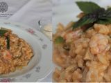 Risotto de gambas, alcachofas, calabacín y setas, con aove