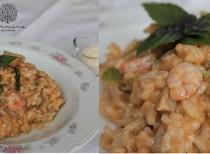 Foto principal de Risotto de gambas, alcachofas, calabacín y setas, con aove
