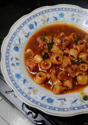 Foto resep Cumi asin saus padang pedas