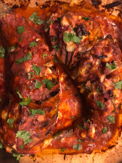 Una foto de Berenjenas al horno con salsa tandoori