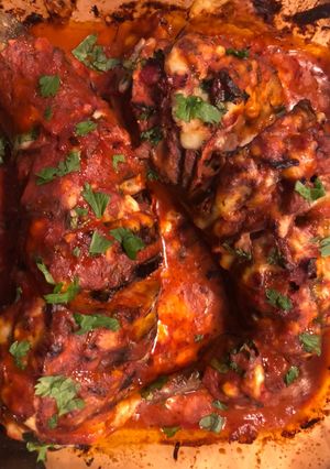 Una foto de Berenjenas al horno con salsa tandoori